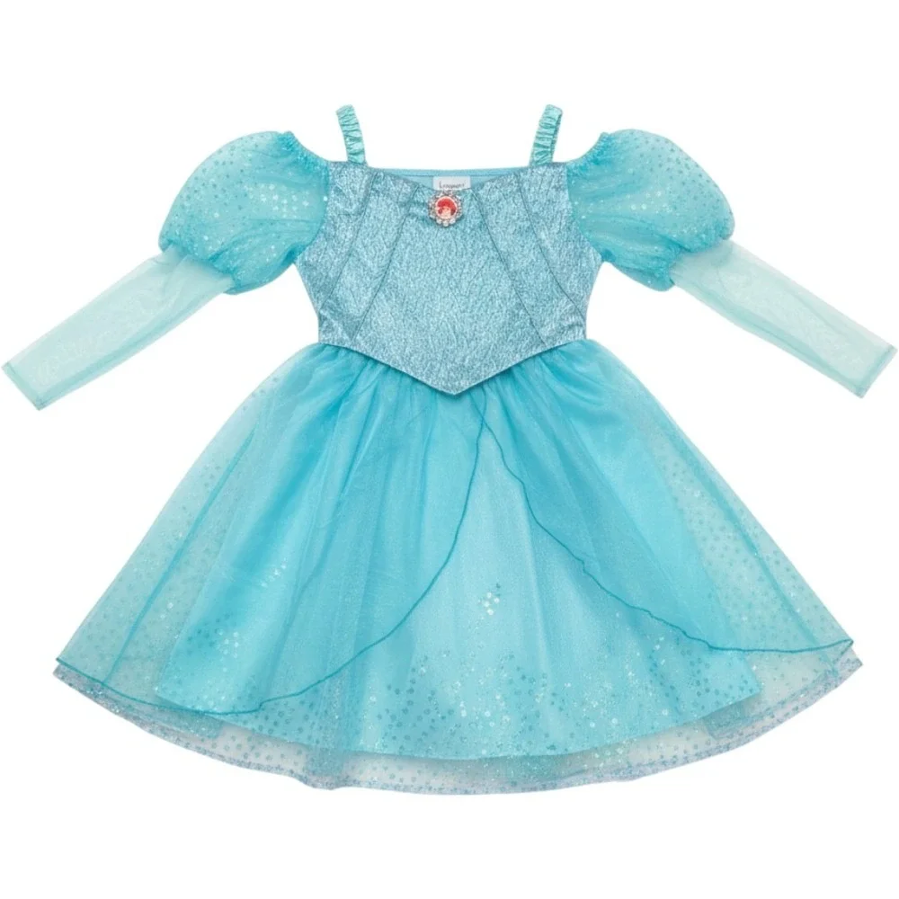 Disney Parks Ariel Costume Dress Kids Size 6 Turquoise Excellent Mermaid Gown